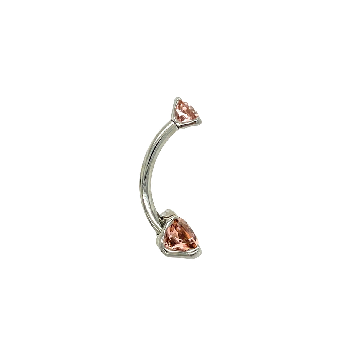 Industrial Strength Titanium 3 Prong Set Morganite CZ Curved Barbell