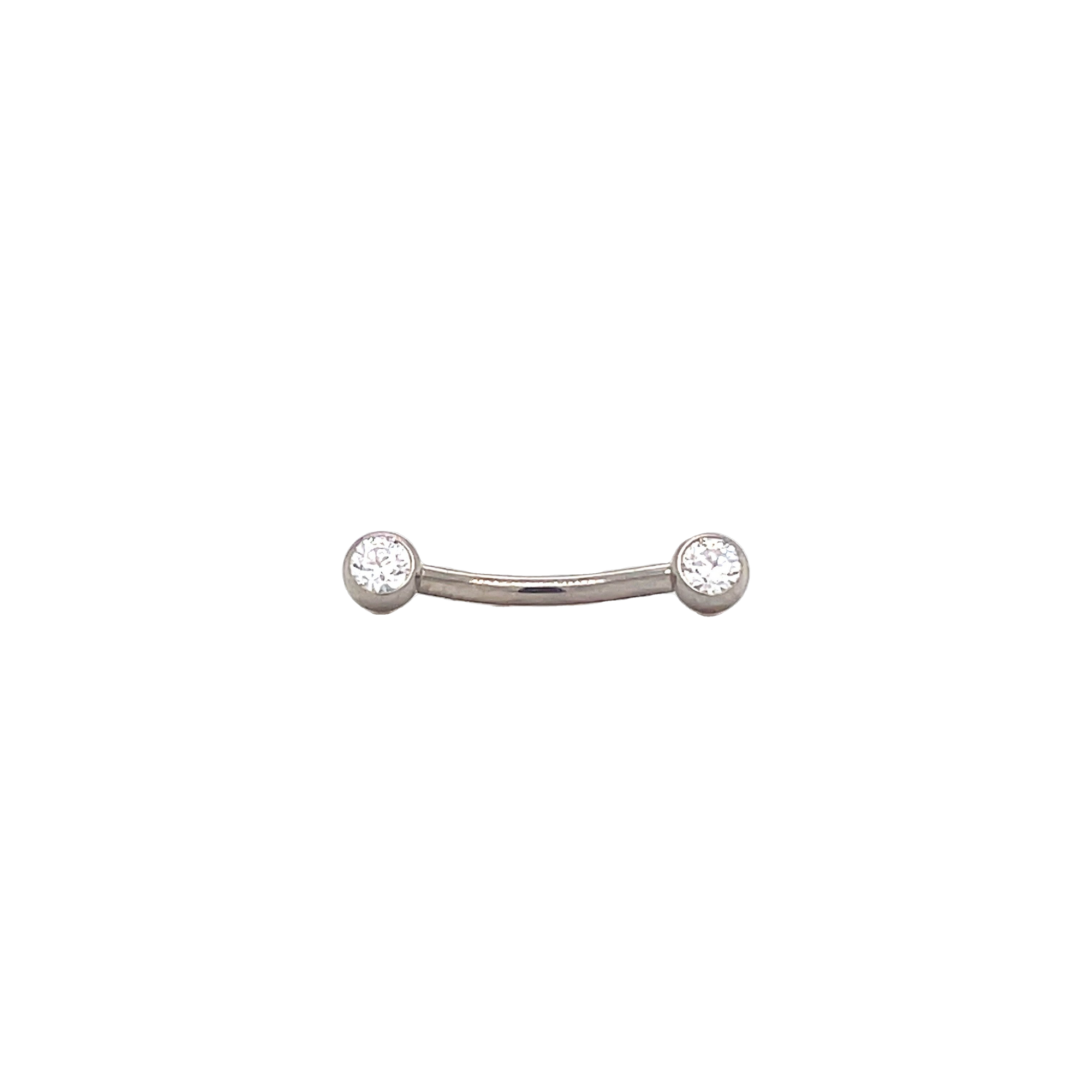 NeoMetal Side Set White CZ Gem Curved Barbell THREADLESS - Isha Body Jewellery