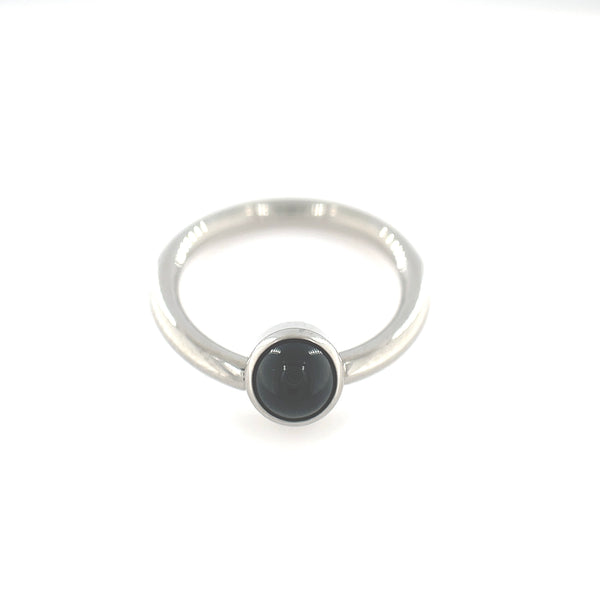Industrial Strength Titanium Onyx Gem Captive Bead Ring - Isha