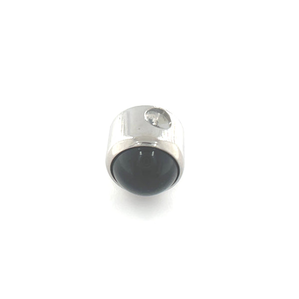 Industrial Strength Titanium Onyx Gem Captive Bead Ring - Isha