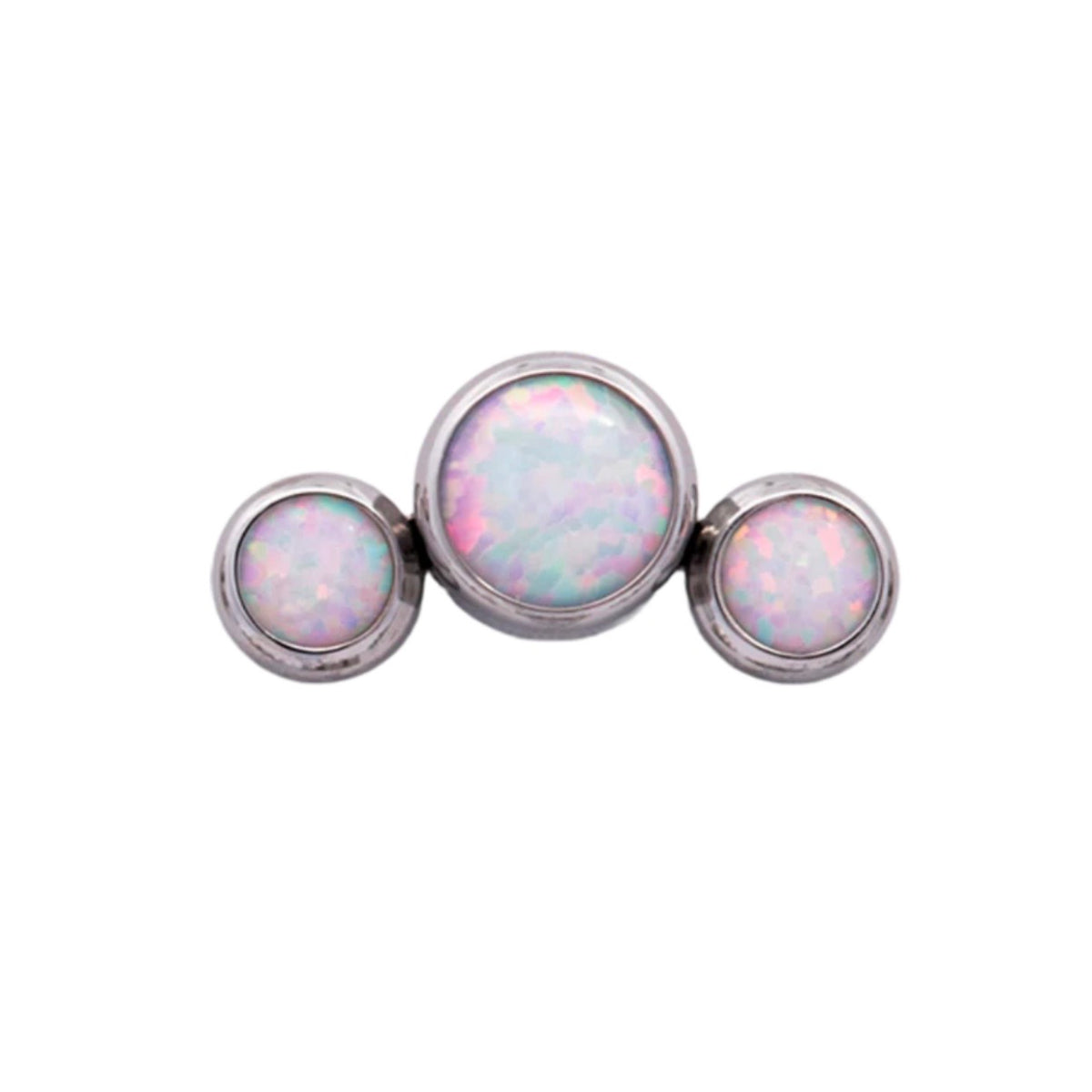 Junipurr Titanium Curved Triple Opal Gem Cluster End