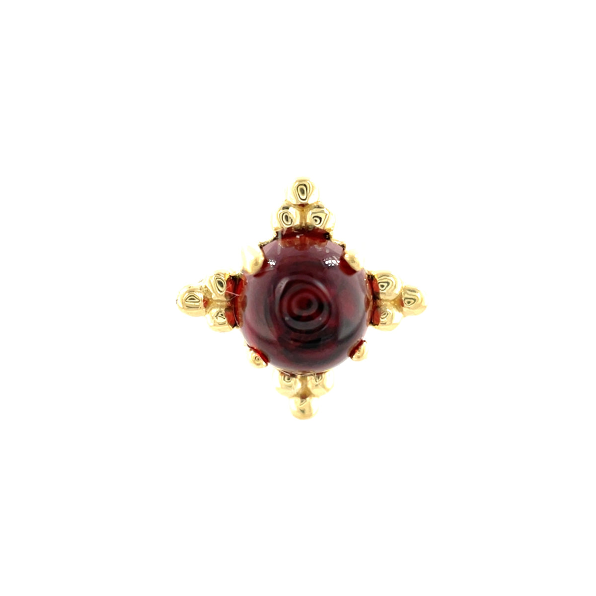 Anatometal 18ct Gold Garnet Zia End