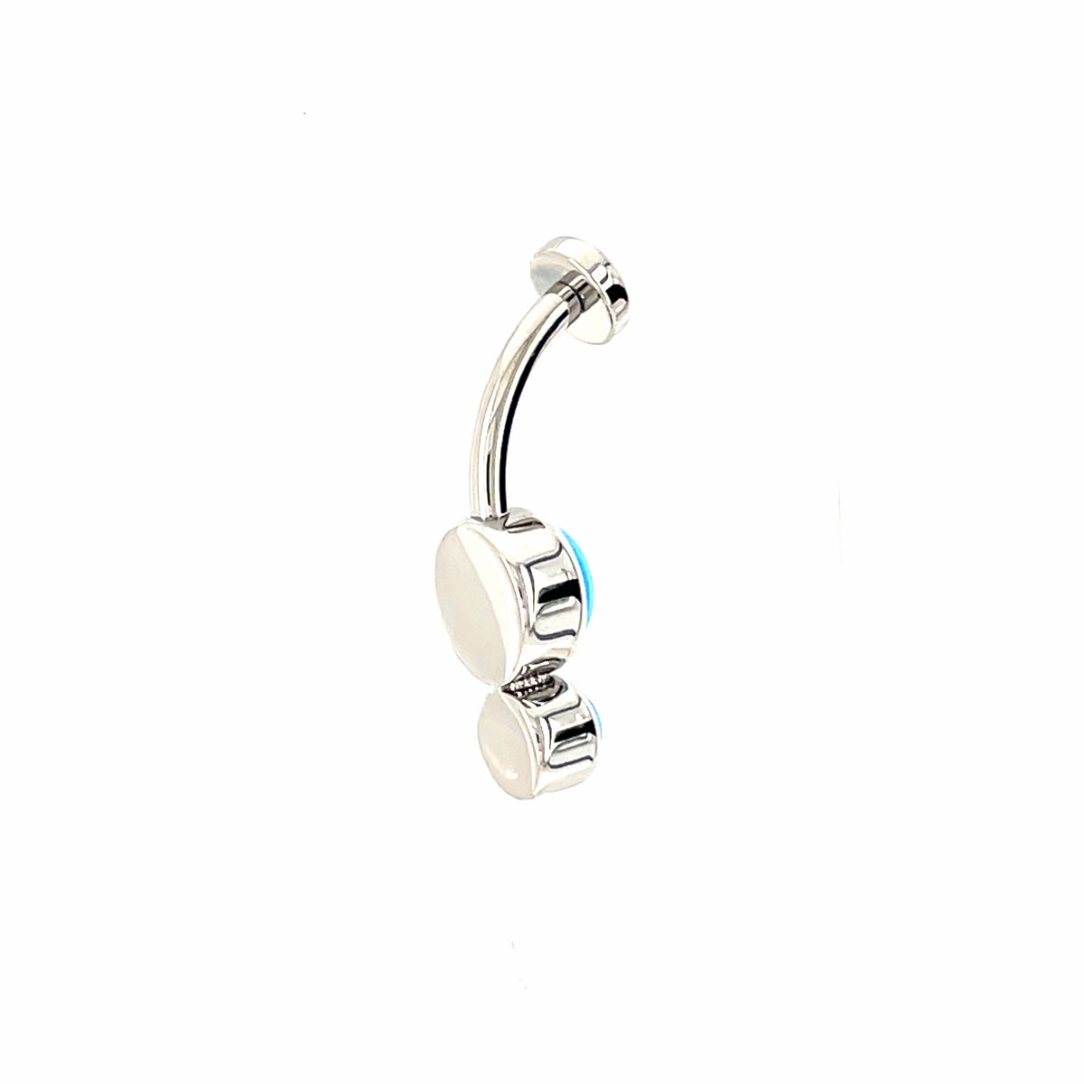 Industrial Strength Titanium Gemini Natural Turquoise Gem Curved Barbell