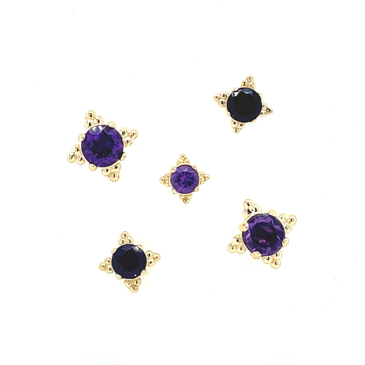 Anatometal 18ct Gold Amethyst Zia End