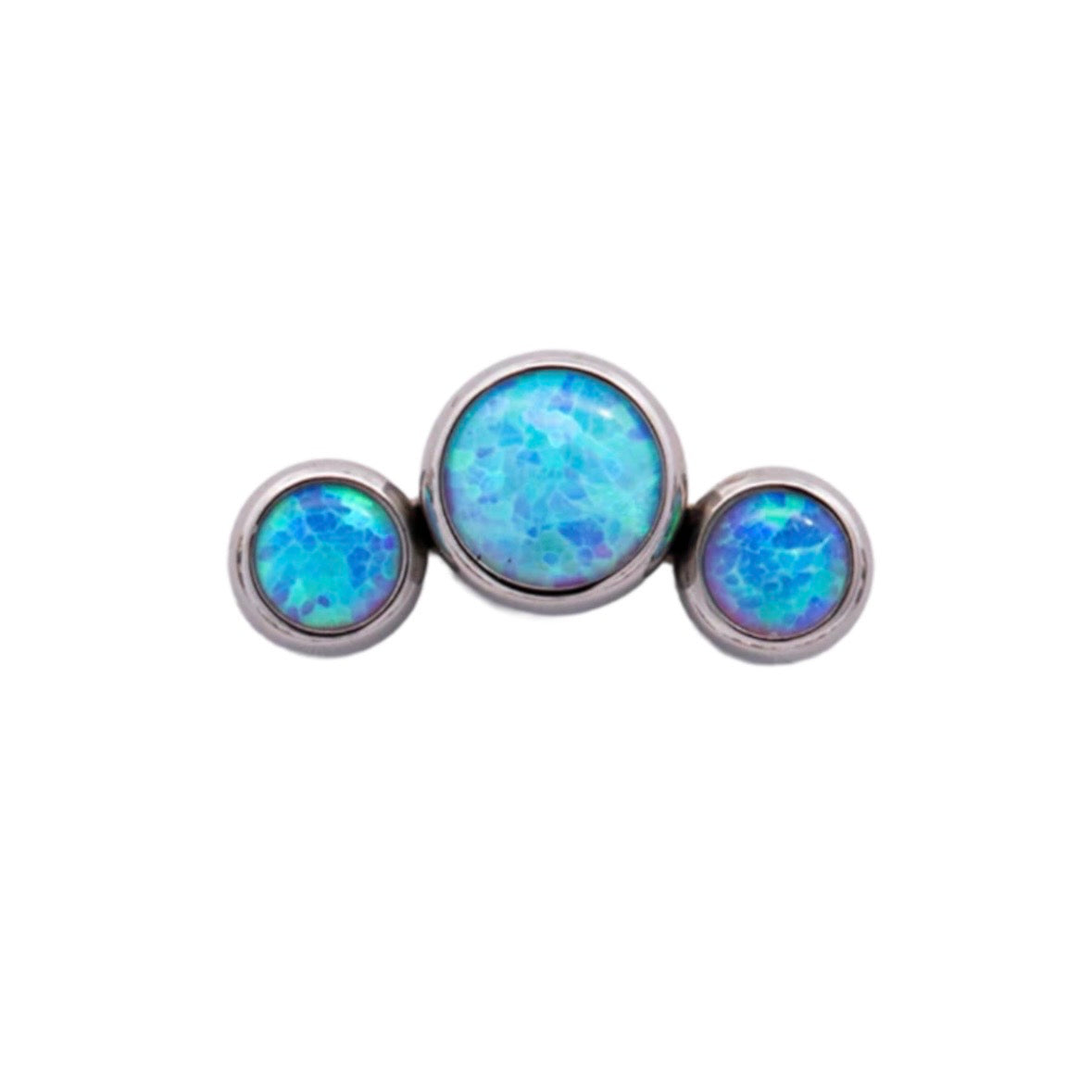 Junipurr Titanium Curved Triple Opal Gem Cluster End