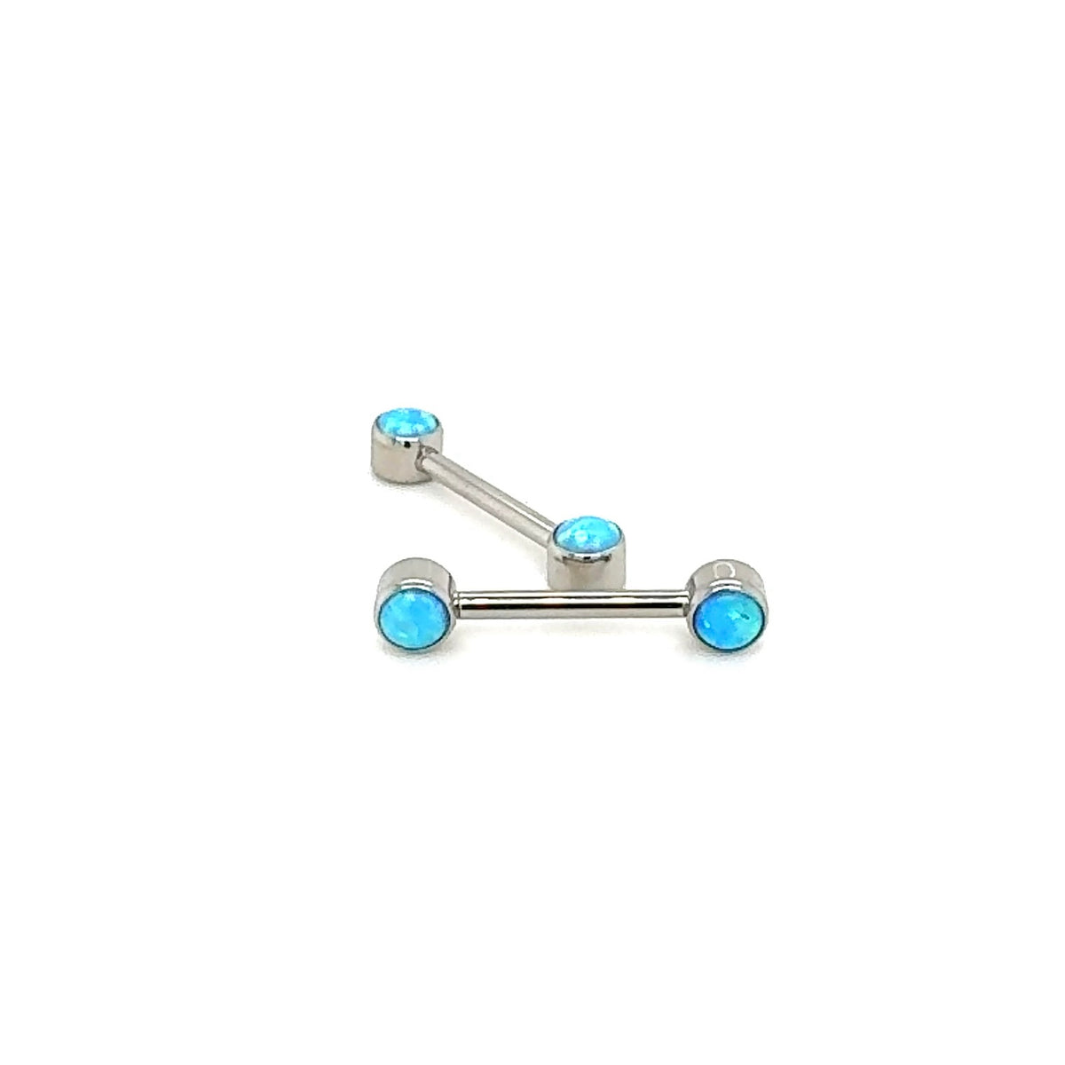 Industrial Strength Forward Facing Sky Blue Opal Gems Barbell