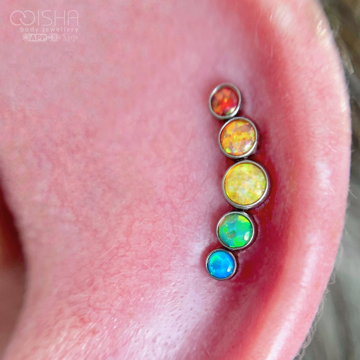 NeoMetal Rainbow Pride Flag Curved Opal Cluster End THREADLESS