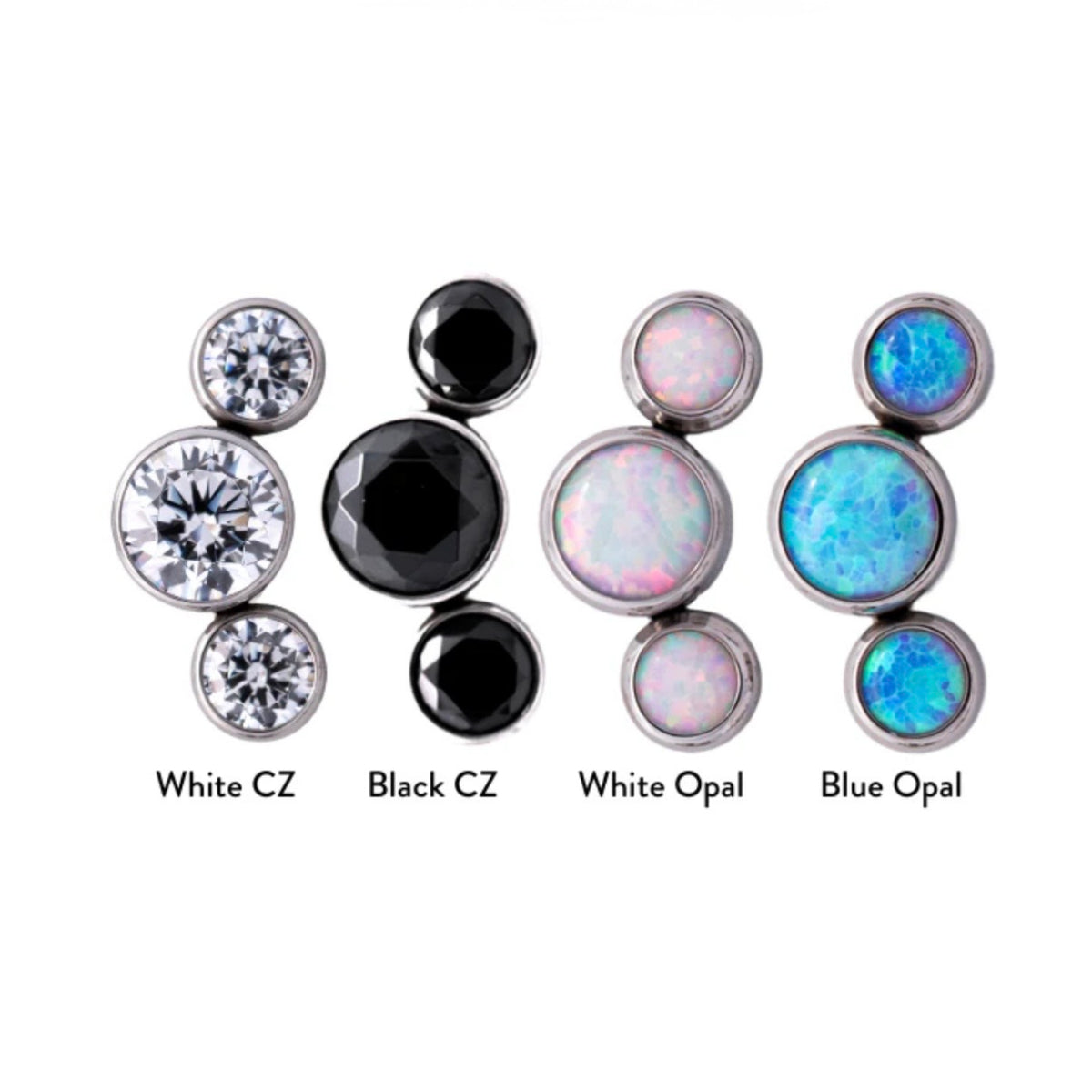 Junipurr Titanium Curved Triple CZ Gem Cluster End