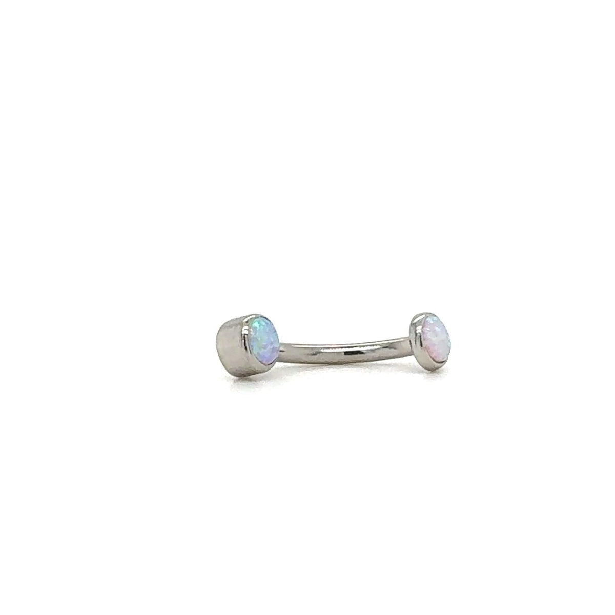 Industrial Strength Titanium Mini Bubble Gum Opal Gem Curved Barbell