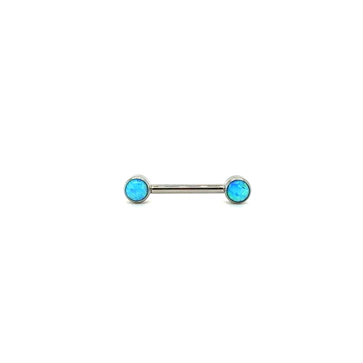 Industrial Strength Forward Facing Sky Blue Opal Gems Barbell