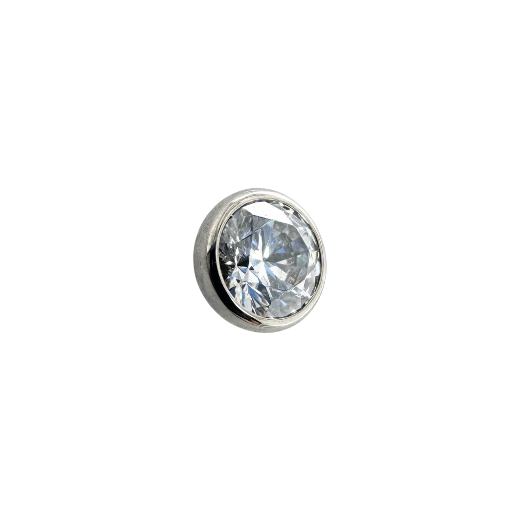 Industrial Strength Low Profile White CZ Gem Ball THREADLESS