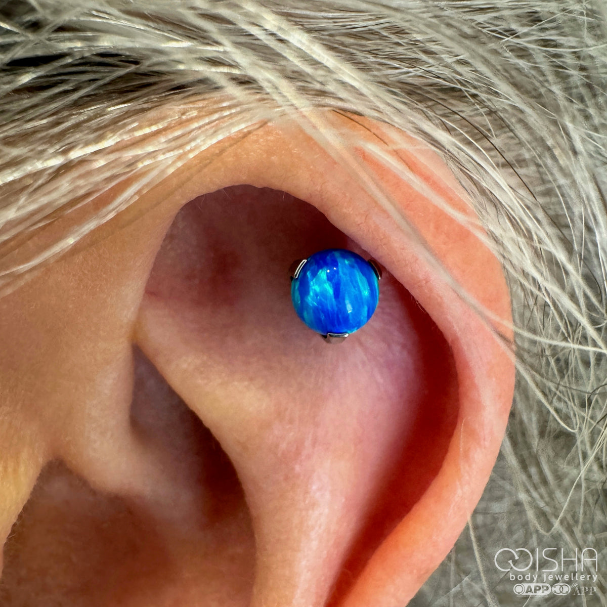 NeoMetal Titanium Capri Blue Opal Orb End