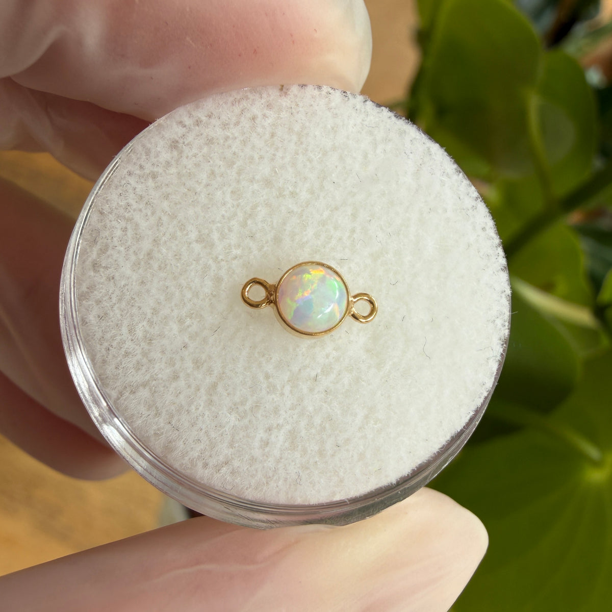 Gold Filled Opal Connector 4mm
