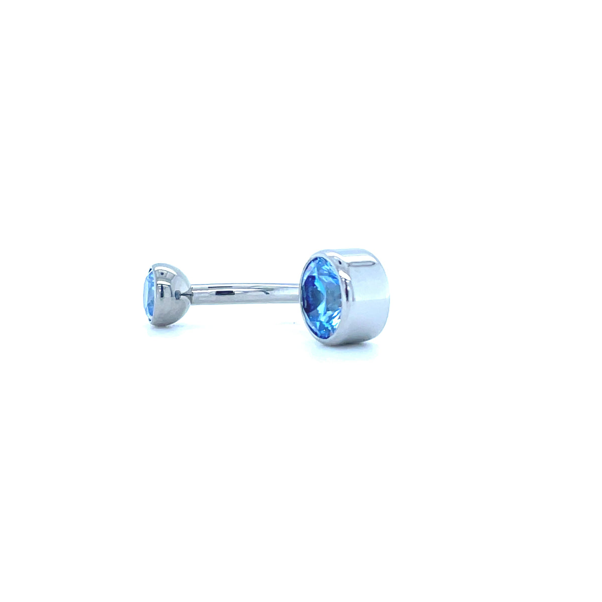 Industrial Strength Titanium Bezel Set Arctic Blue CZ Curved Barbell