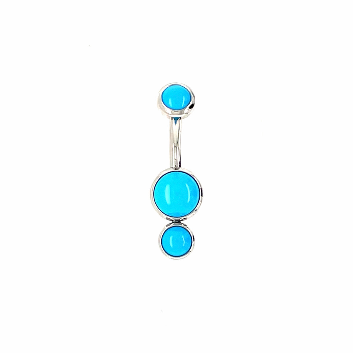 Industrial Strength Titanium Gemini Natural Turquoise Gem Curved Barbell