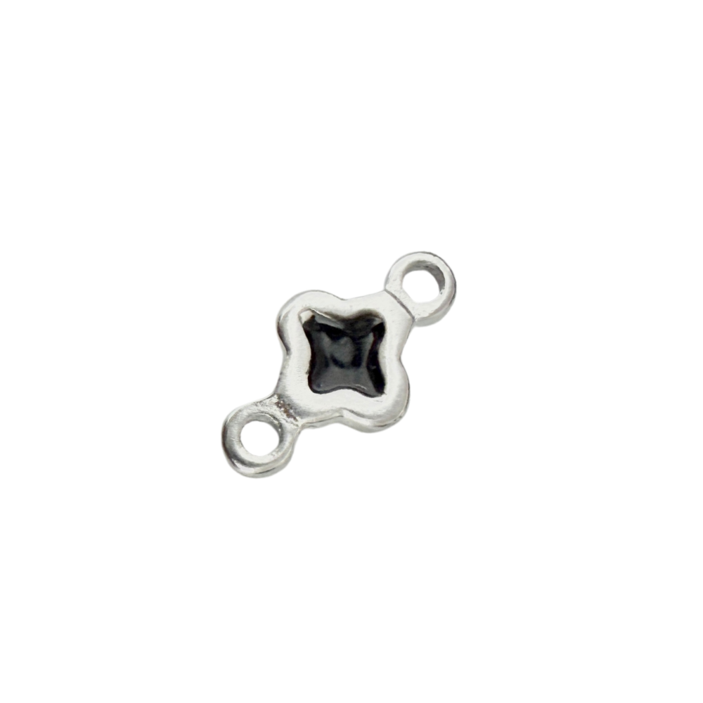 Stainless Steel Black Enamel Clover Connector