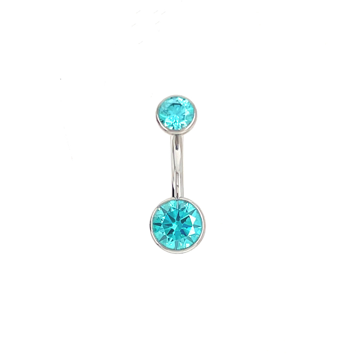 Industrial Strength Titanium Bezel Set Mint Green CZ Curved Barbell