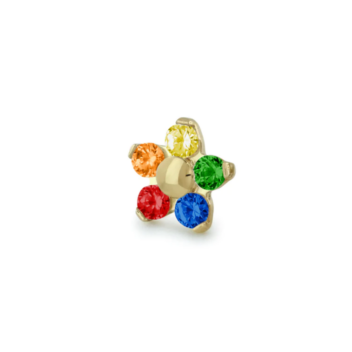 NeoMetal 18ct Gold Rainbow Pride Flag Flower End THREADLESS