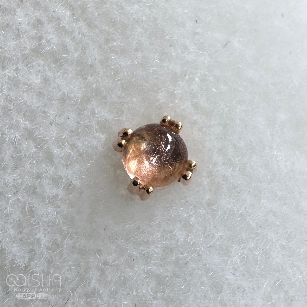 BVLA 14ct Rose Gold Sunstone Cab Prong End
