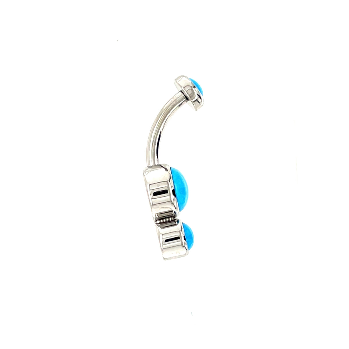 Industrial Strength Titanium Gemini Natural Turquoise Gem Curved Barbell