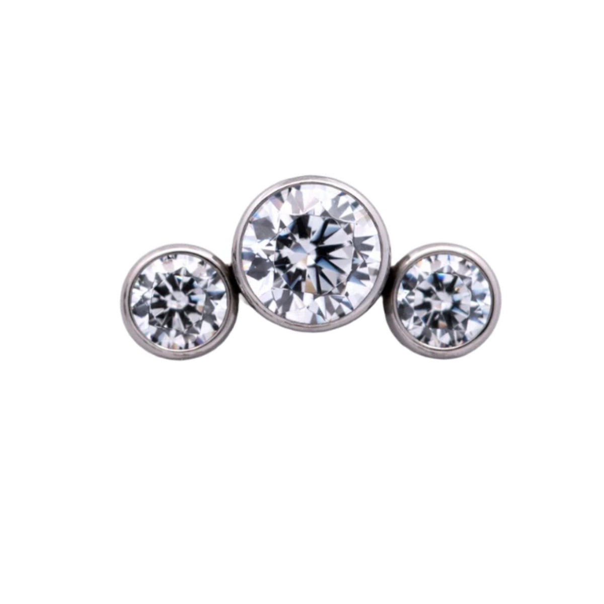 Junipurr Titanium Curved Triple CZ Gem Cluster End