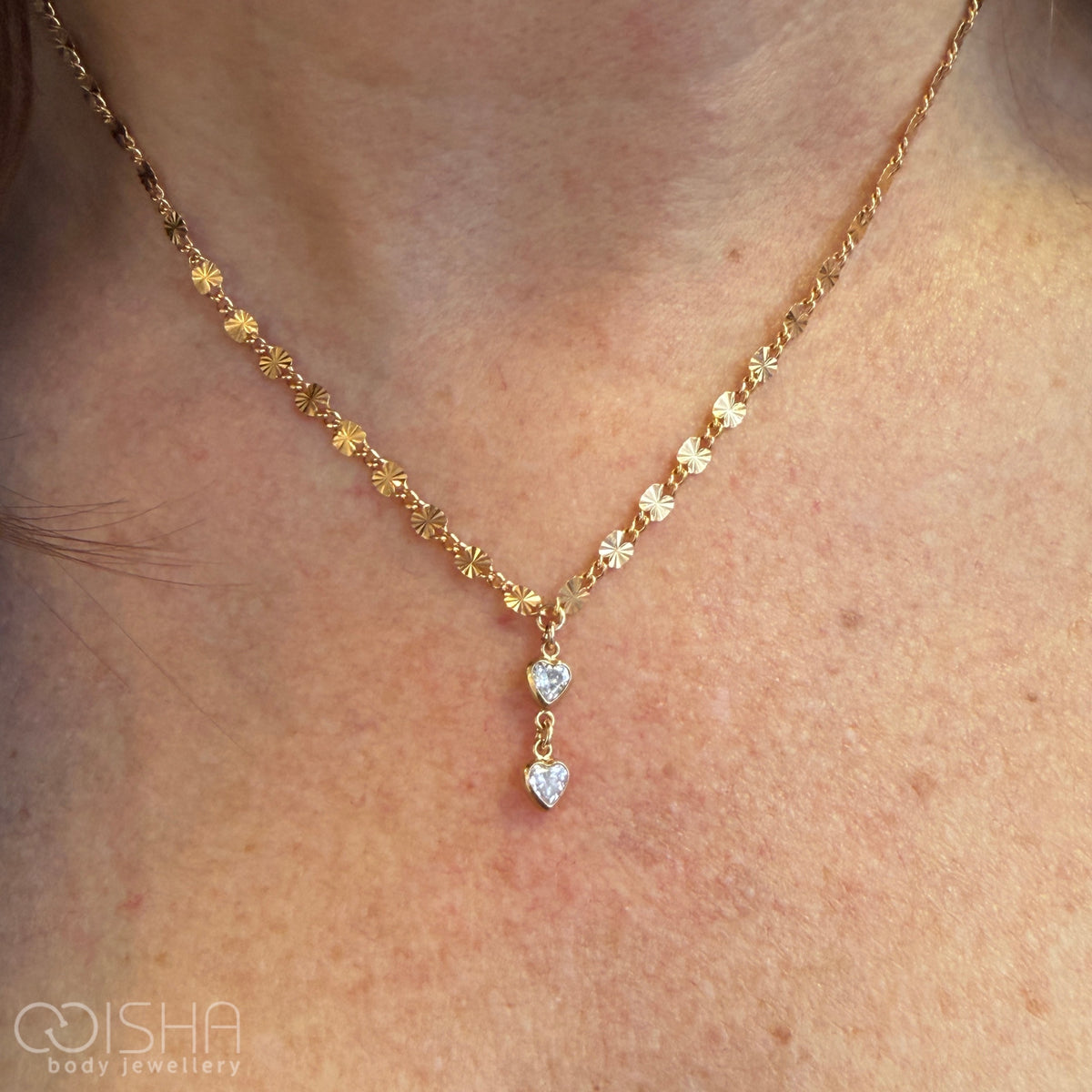 Perma Jewel 14/20 Gold Filled Vertical CZ Heart Connector