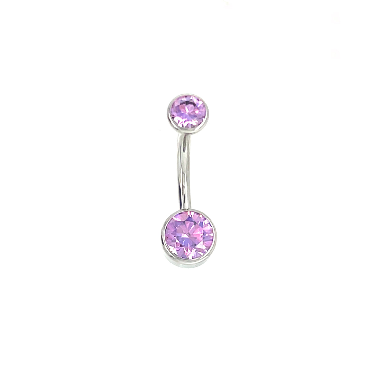 Industrial Strength Titanium Bezel Set Fancy Purple CZ Curved Barbell