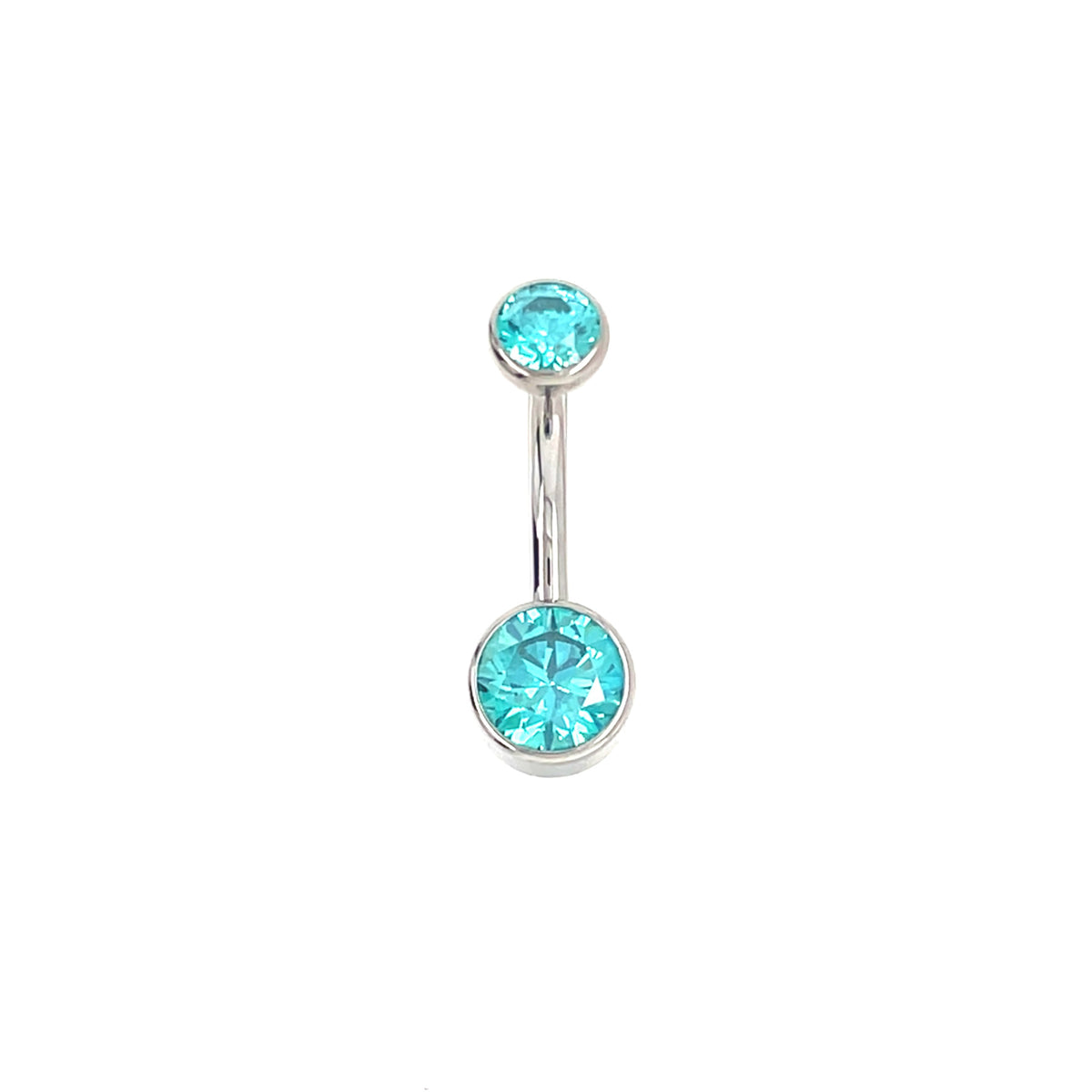 Industrial Strength Titanium Bezel Set Mint Green CZ Curved Barbell