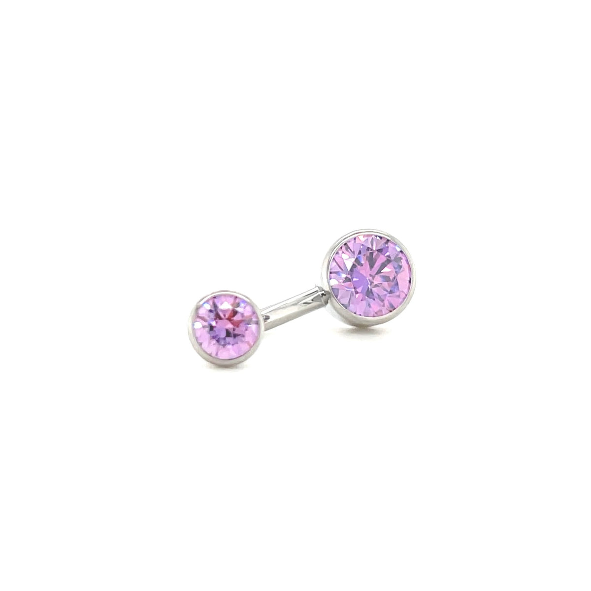 Industrial Strength Titanium Bezel Set Fancy Purple CZ Curved Barbell