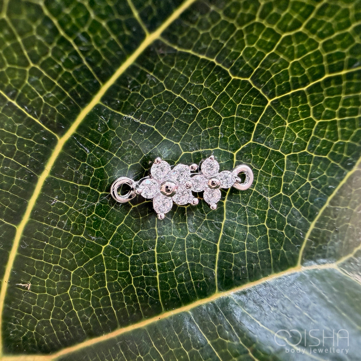 Sterling Silver CZ Double Flower Connector