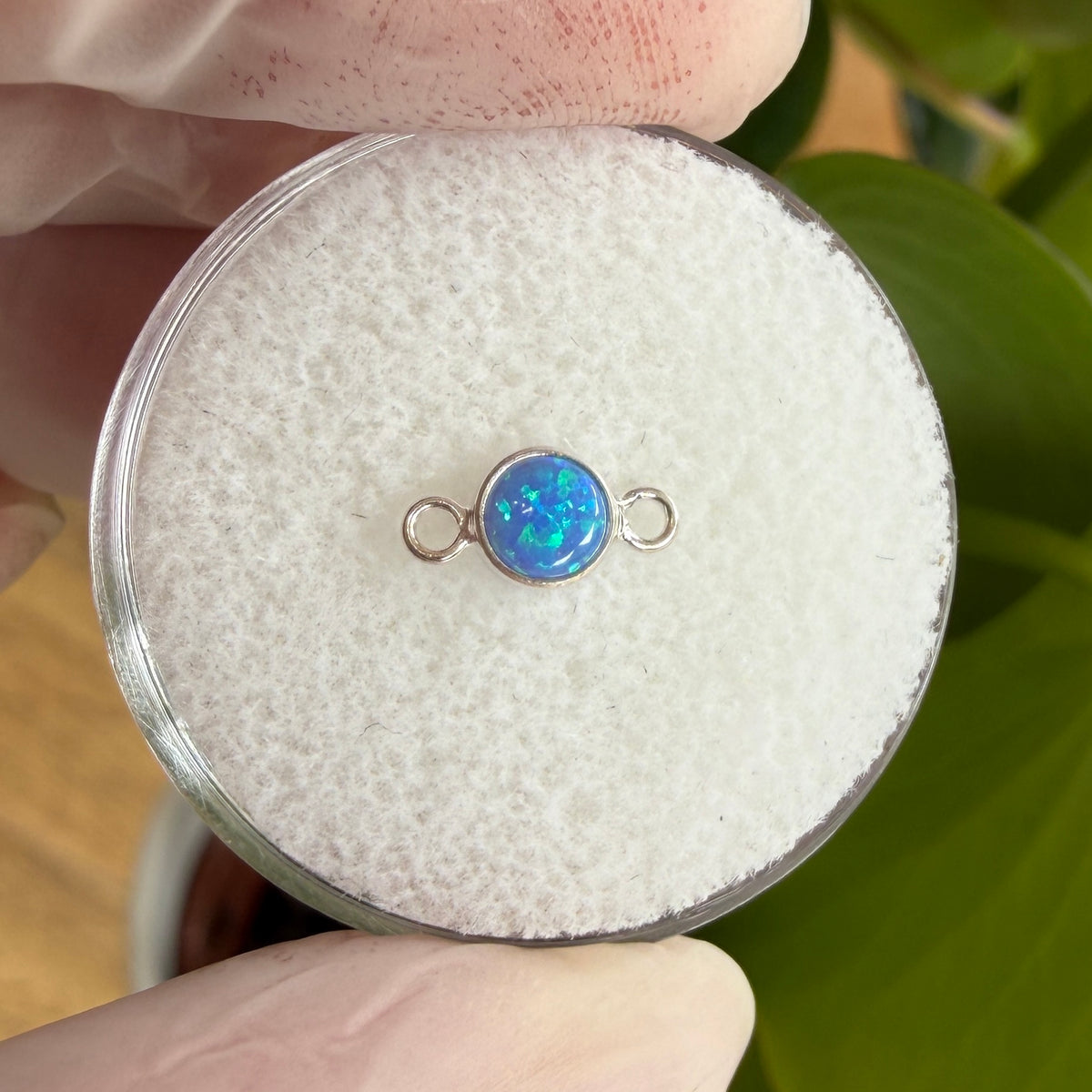 Sterling Silver Opal Connector 4mm