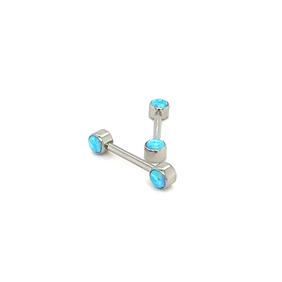 Industrial Strength Forward Facing Sky Blue Opal Gems Barbell