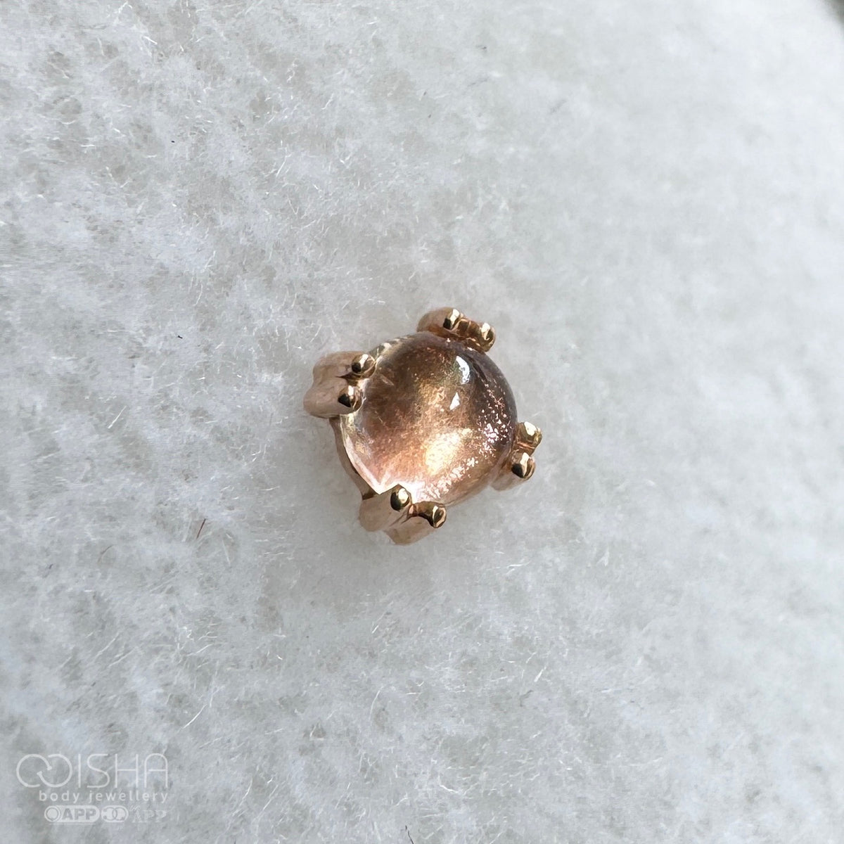 BVLA 14ct Rose Gold Sunstone Cab Prong End