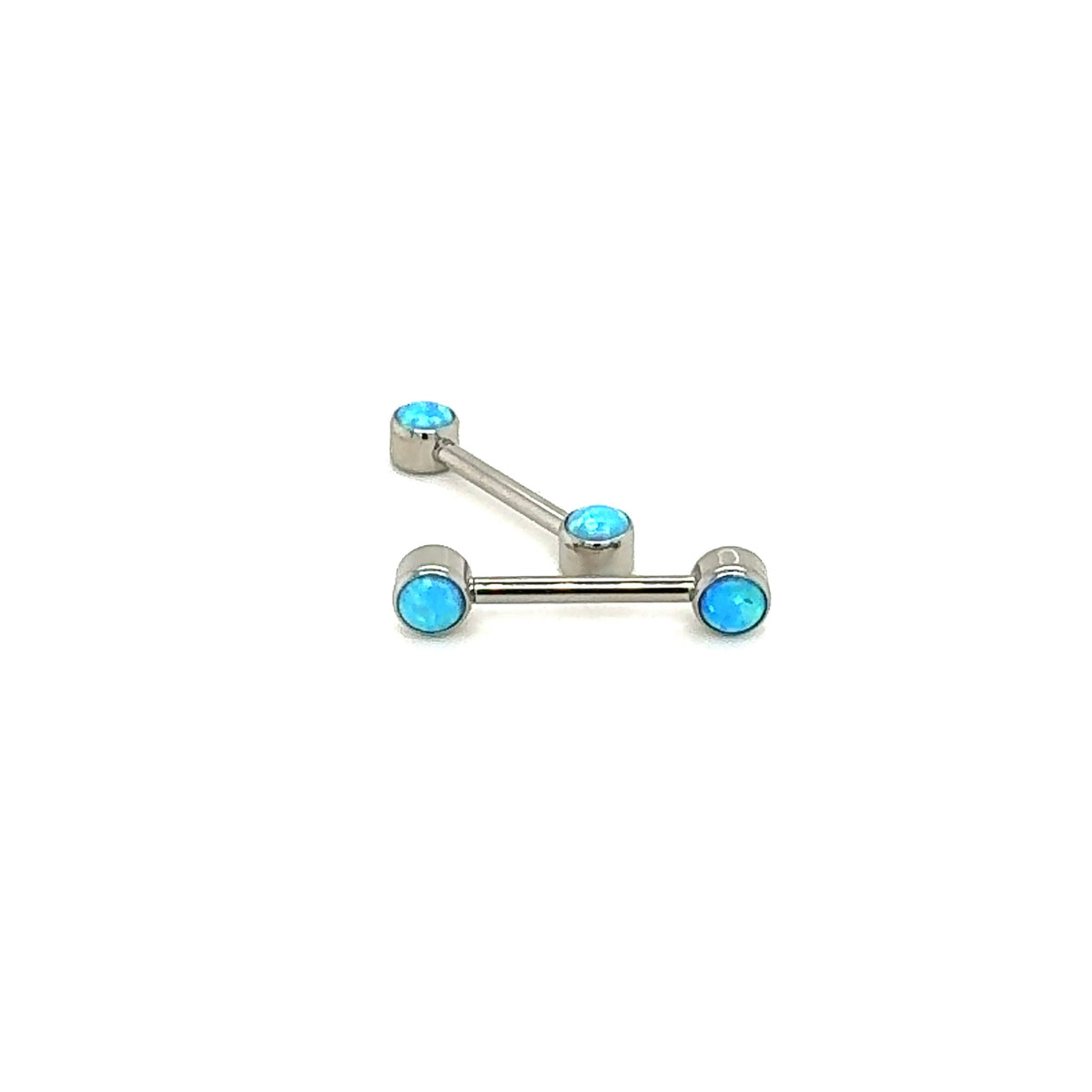 Industrial Strength Forward Facing Sky Blue Opal Gems Barbell