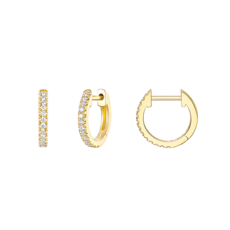 Modern Mood 14ct Gold Genuine Diamond Huggie Clicker