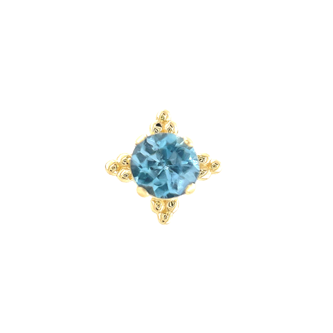 Anatometal 18ct Gold Aquamarine Zia End