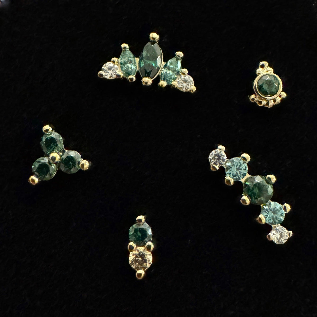 Industrial Strength 18ct Gold Duo Green Champagne CZ End Threadless