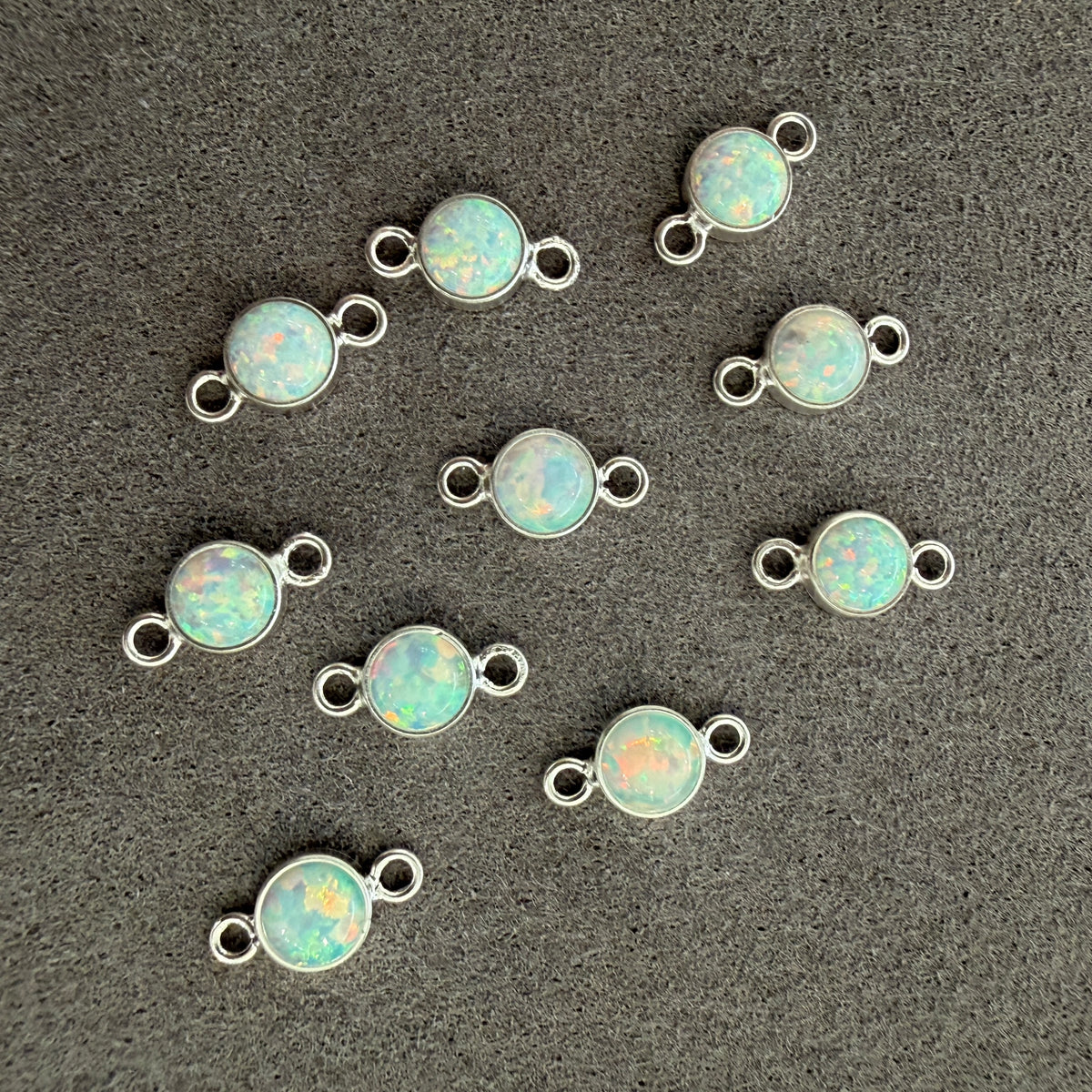 Sterling Silver Opal Connector 4mm