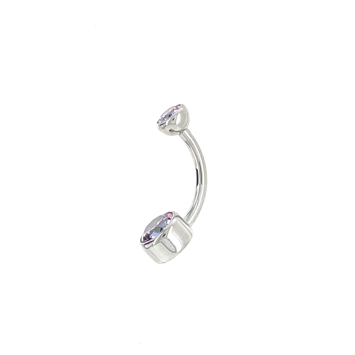 Industrial Strength Titanium Bezel Set Fancy Purple CZ Curved Barbell