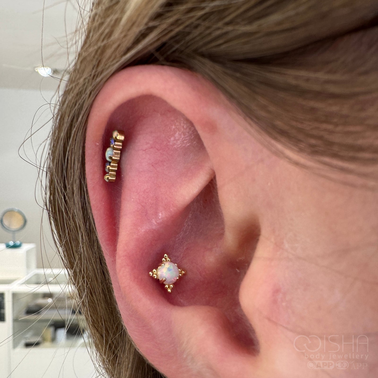 anatometal zia end white opal isha body jewellery