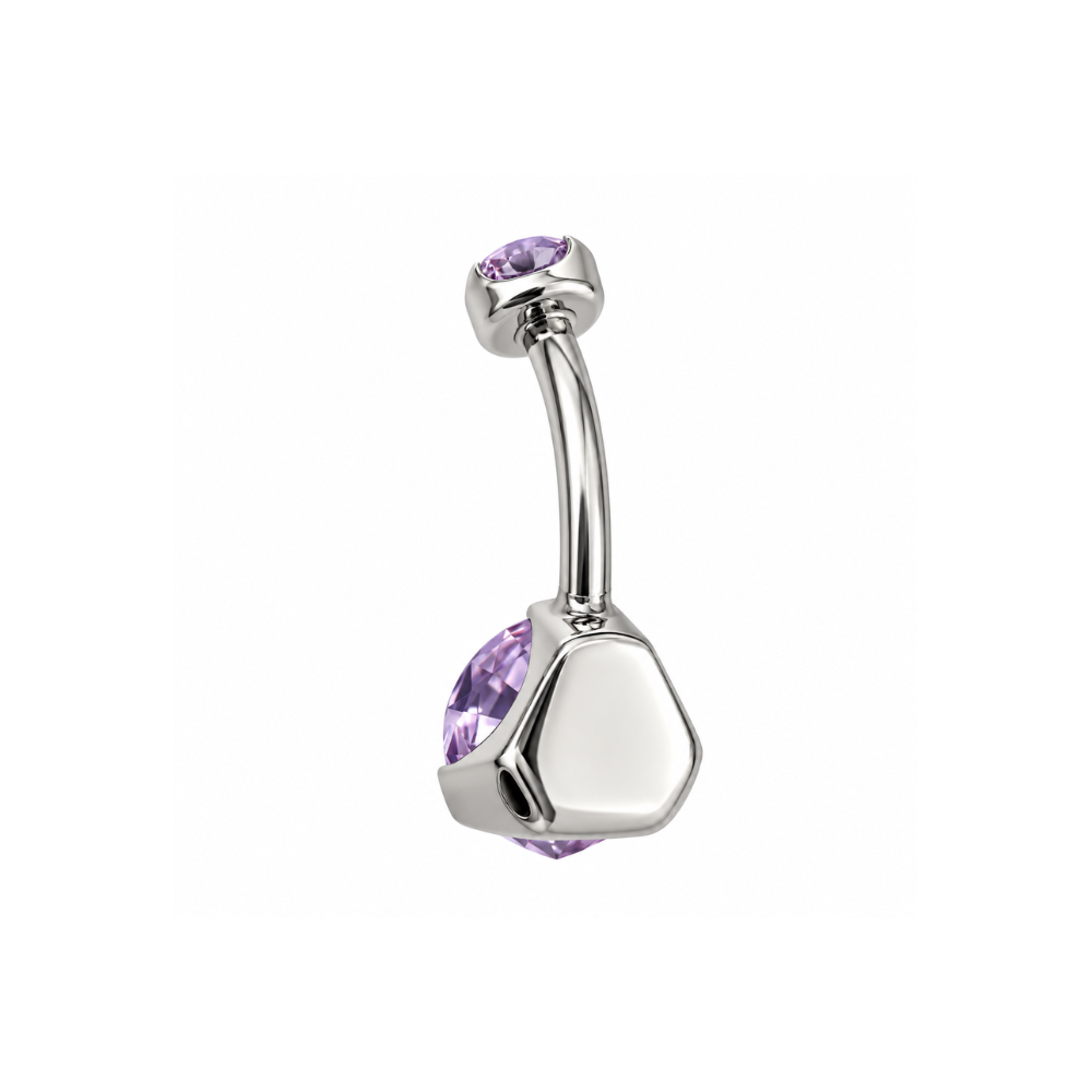 Anatometal Titanium Lavender CZ Navel Curve