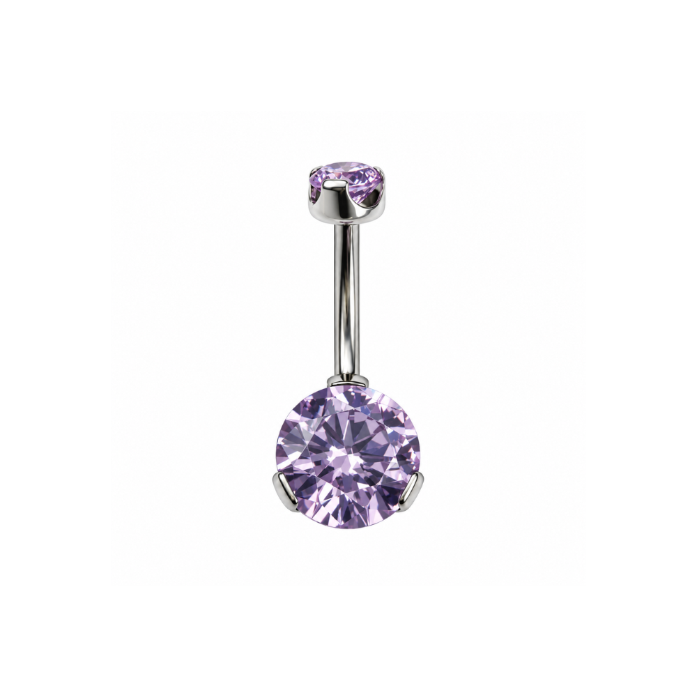 Anatometal Titanium Lavender CZ Navel Curve