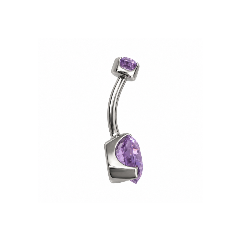 Anatometal Titanium Lavender CZ Navel Curve