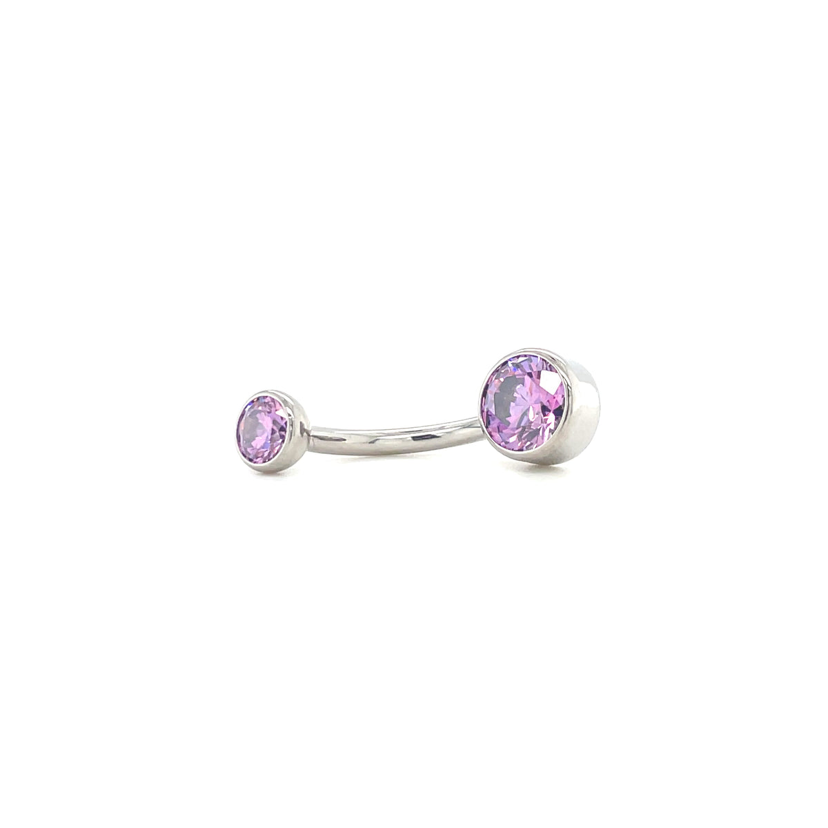 Industrial Strength Titanium Bezel Set Fancy Purple CZ Curved Barbell