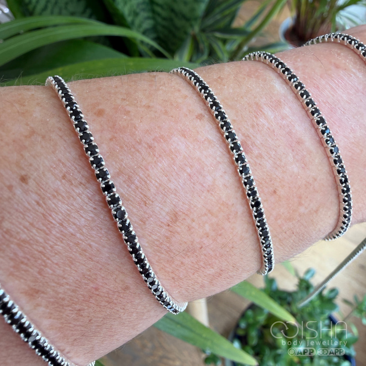 Sterling Silver Black CZ Tennis Chain