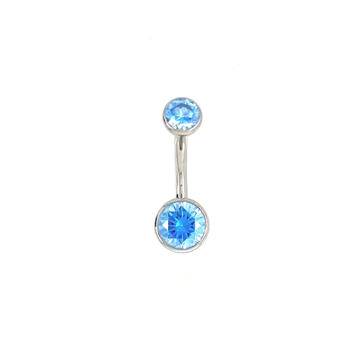 Industrial Strength Titanium Bezel Set Arctic Blue CZ Curved Barbell