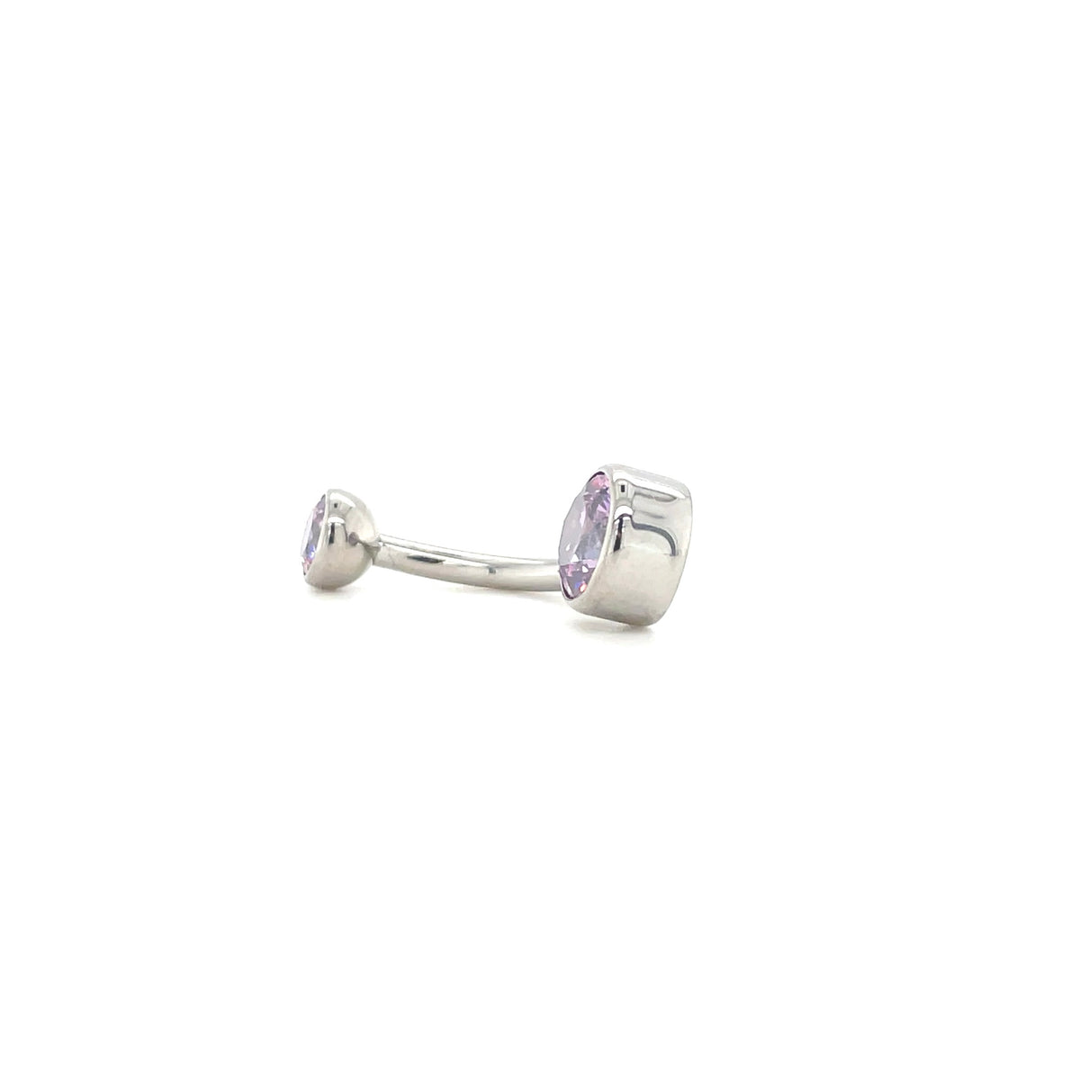 Industrial Strength Titanium Bezel Set Fancy Purple CZ Curved Barbell