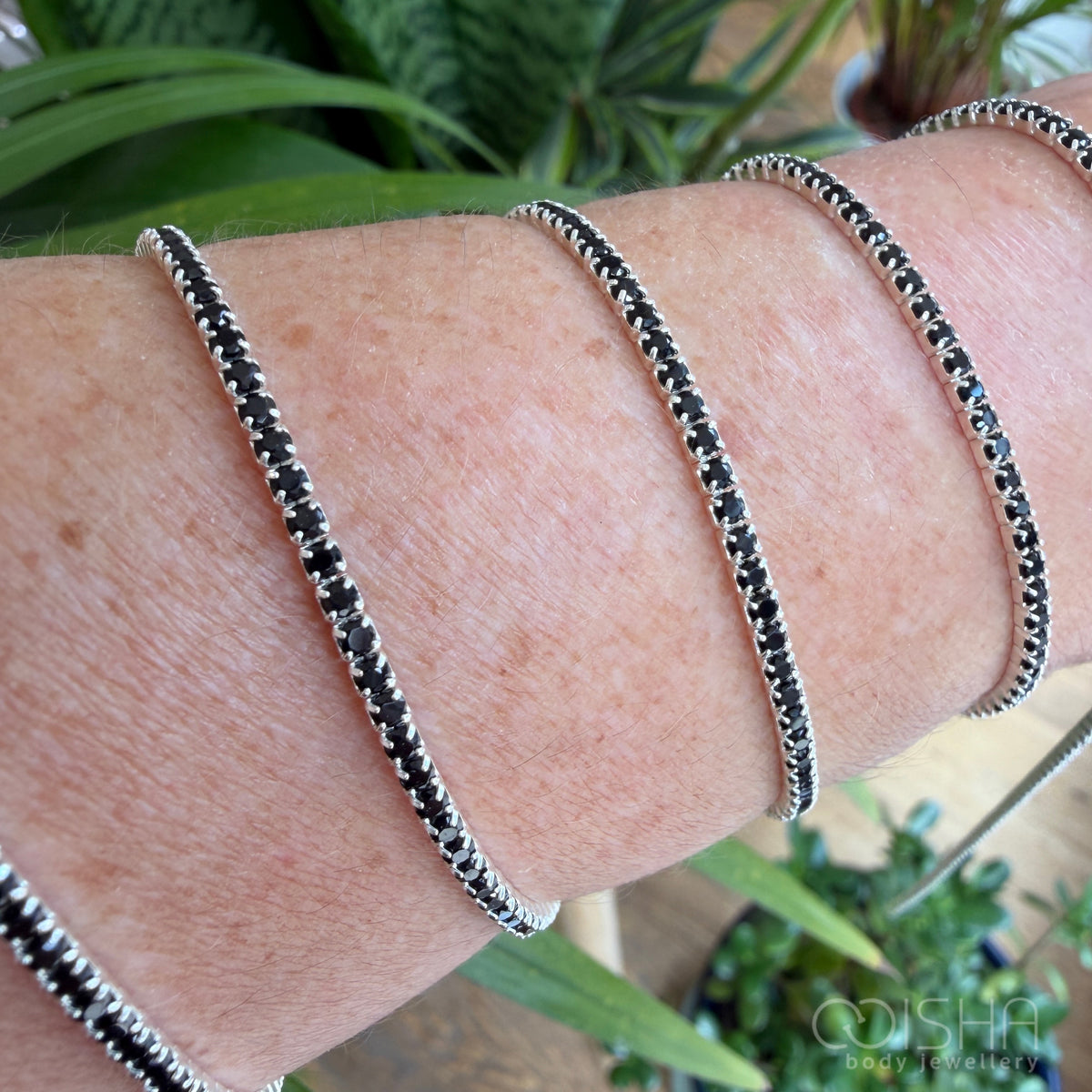 Sterling Silver Black CZ Tennis Chain