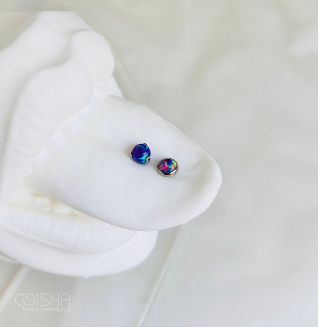 Anatometal Titanium Prong Set Purple Opal Orb