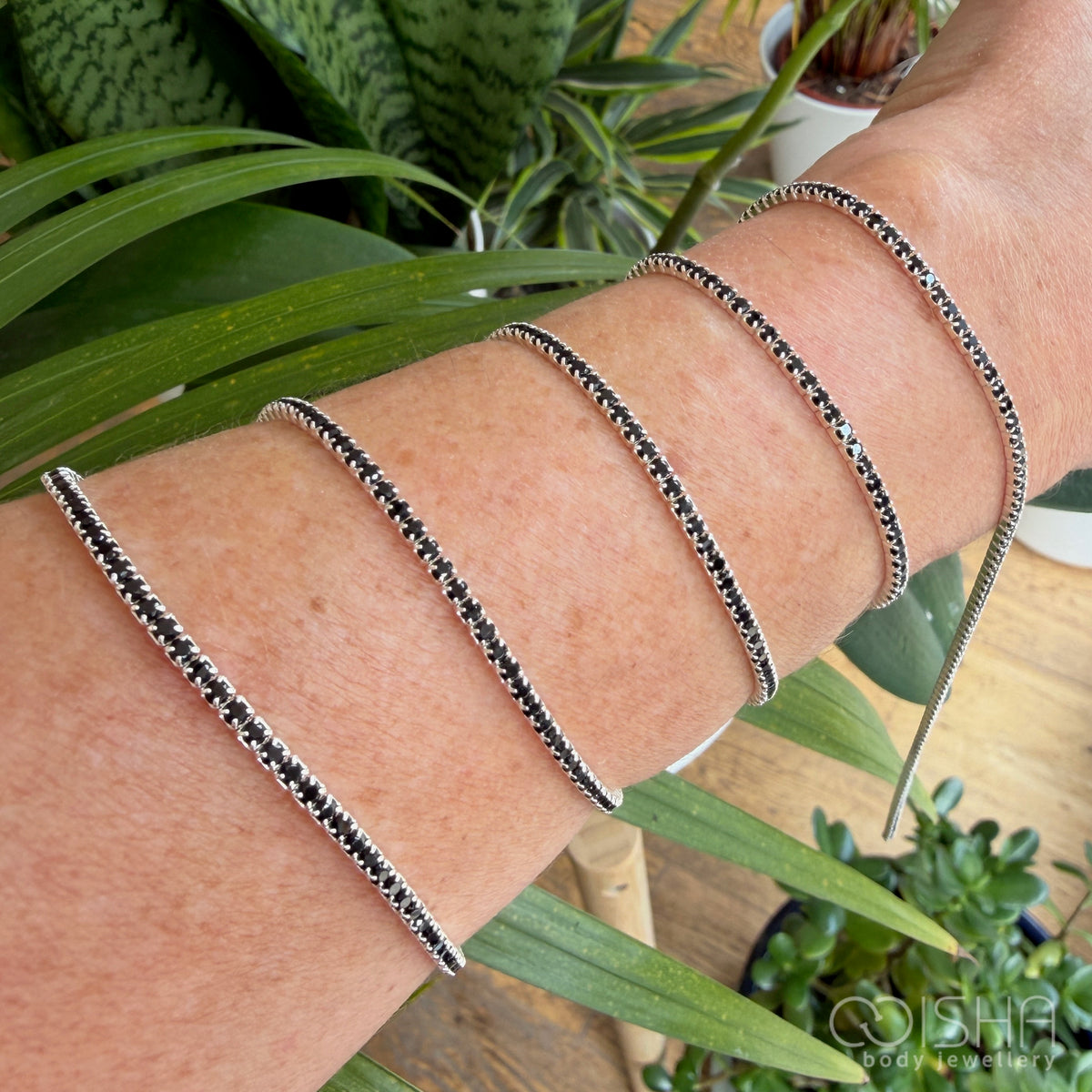 Sterling Silver Black CZ Tennis Chain
